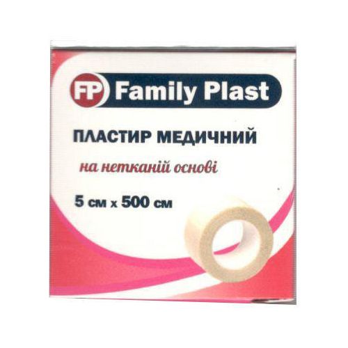 Пластырь Family Plast медицинский на нетканной основе 5 см х 500 см в городе Вышгород : цены, характеристики.  - фото №1 Пластырь Family Plast медицинский на нетканной основе 5 см х 500 см в городе Вышгород : цены, характеристики.