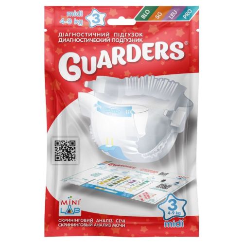 Диагностический подгузник Guarders (Гардерс) для быстрого анализа мочи у детей р. Midi 4-9 кг (BLO/SG/LEU/PRO) в городе Вышгород : цены, характеристики.  - фото №1 Диагностический подгузник Guarders (Гардерс) для быстрого анализа мочи у детей р. Midi 4-9 кг (BLO/SG/LEU/PRO) в городе Вышгород : цены, характеристики.