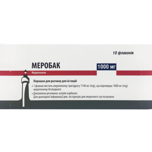 Меробак 1000 мг порошок №10 в місті Крюківщина : ціни, характеристика.  - фото №1 Меробак 1000 мг порошок №10 в місті Крюківщина : ціни, характеристика.