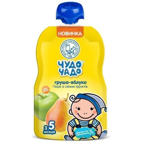 Пюре Чудо-Чадо из груши и яблок без сахара 90 г в городе Львов : цены, характеристики.  - фото №1 Пюре Чудо-Чадо из груши и яблок без сахара 90 г в городе Львов : цены, характеристики.