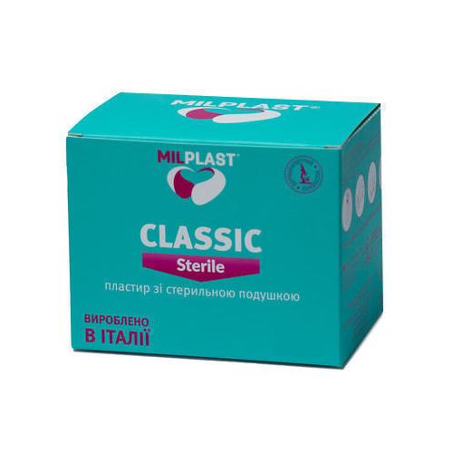 Пластири Milplast Classic Sterile стерильні Набір 20 шт (15 шт. - 7х2 cm, 5 шт - 3,8х3,8 cm) в місті Канів : ціни, характеристика.  - фото №1 Пластири Milplast Classic Sterile стерильні Набір 20 шт (15 шт. - 7х2 cm, 5 шт - 3,8х3,8 cm) в місті Канів : ціни, характеристика.