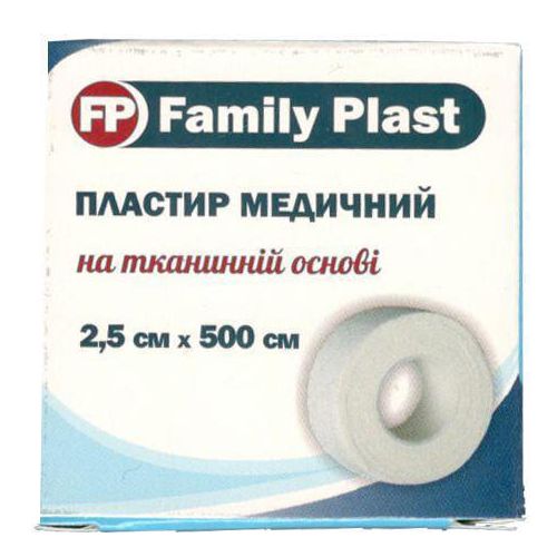 Пластырь Family Plast медицинский на тканевой основе 2,5 см х 500 см в городе Вышгород : цены, характеристики.  - фото №1 Пластырь Family Plast медицинский на тканевой основе 2,5 см х 500 см в городе Вышгород : цены, характеристики.