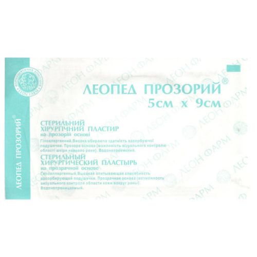 Лейкопластир Леопед прозорий 5 см*9 см №1 в аптеці - фото №1 Лейкопластир Леопед прозорий 5 см*9 см №1 в аптеці