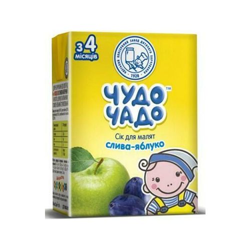 Сок Чудо-Чадо сливово-яблочный с мякотью и витамином С (с 4 месяцев) 200 мл в городе Вышгород : цены, характеристики.  - фото №1 Сок Чудо-Чадо сливово-яблочный с мякотью и витамином С (с 4 месяцев) 200 мл в городе Вышгород : цены, характеристики.