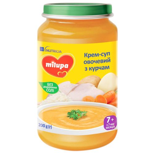 Суп-пюре Milupa овочевий суп з курчам 200 г в аптеці - фото №1 Суп-пюре Milupa овочевий суп з курчам 200 г в аптеці