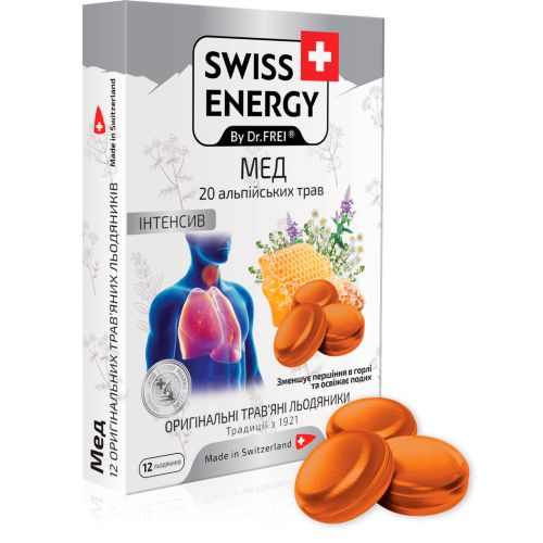 Льодяники для горла Swiss Energy 20 Alpine Herbs мед №12 в місті Крюківщина : ціни, характеристика.  - фото №1 Льодяники для горла Swiss Energy 20 Alpine Herbs мед №12 в місті Крюківщина : ціни, характеристика.