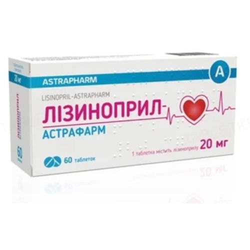 Лізиноприл-Астрафарм 20 мг таблетки №60 в місті Богородчани : ціни, характеристика.  - фото №1 Лізиноприл-Астрафарм 20 мг таблетки №60 в місті Богородчани : ціни, характеристика.