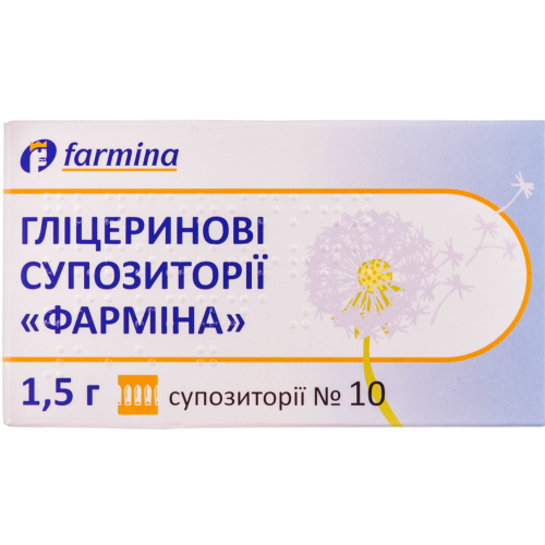 Глицериновые суппозитории Фармина 1,5 г блистер №10 в городе Софиевка : цены, характеристики.  - фото №1 Глицериновые суппозитории Фармина 1,5 г блистер №10 в городе Софиевка : цены, характеристики.