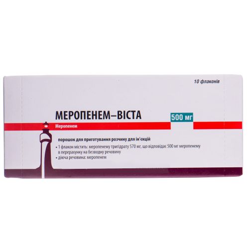 Меропенем-Віста 500 мг порошок для розчину №10 в місті Софіївка : ціни, характеристика.  - фото №1 Меропенем-Віста 500 мг порошок для розчину №10 в місті Софіївка : ціни, характеристика.