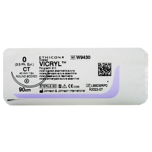 Вікрил 0 (1/2кола) колюча голка 40 мм 90 см W9430 ADD - фото №1 Вікрил 0 (1/2кола) колюча голка 40 мм 90 см W9430 ADD