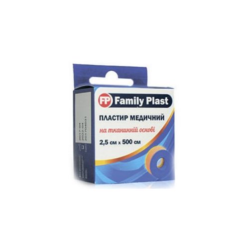 Пластырь Family Plast медицинский на тканевой основе картонная коробка с подвесом 2,5 см*500 см   в городе Вышгород : цены, характеристики.  - фото №1 Пластырь Family Plast медицинский на тканевой основе картонная коробка с подвесом 2,5 см*500 см   в городе Вышгород : цены, характеристики.