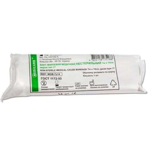 Бинт Medicare нестерильний 7м х 14 см в місті Канів : ціни, характеристика.  - фото №1 Бинт Medicare нестерильний 7м х 14 см в місті Канів : ціни, характеристика.