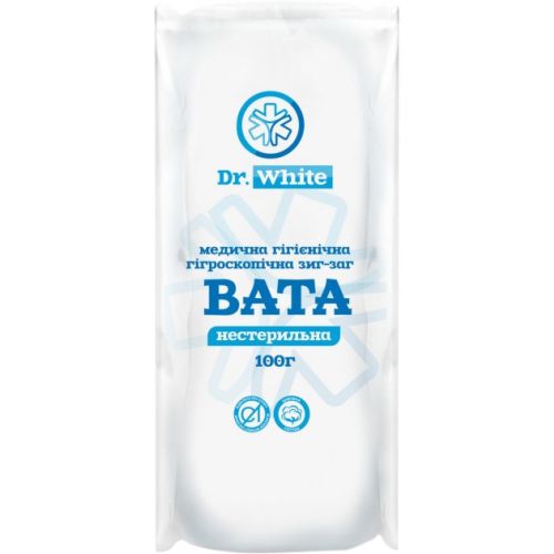 Вата Dr. White (Др. Вайт) нестерильна зіг-заг 100 г  в місті Софіївка : ціни, характеристика.  - фото №1 Вата Dr. White (Др. Вайт) нестерильна зіг-заг 100 г  в місті Софіївка : ціни, характеристика.