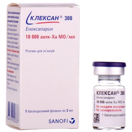 Клексан 300 10000 анти-Ха МЕ/1 мл раствор для инъекций флакон 3 мл №1 в городе Софиевка : цены, характеристики.  - фото №1 Клексан 300 10000 анти-Ха МЕ/1 мл раствор для инъекций флакон 3 мл №1 в городе Софиевка : цены, характеристики.