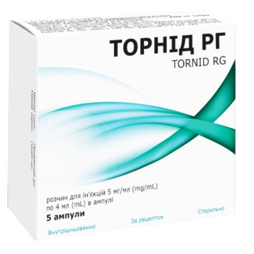 Торнід РГ 5 мг/мл розчин 4 мл ампули №5 в місті Чернігів : ціни, характеристика.  - фото №1 Торнід РГ 5 мг/мл розчин 4 мл ампули №5 в місті Чернігів : ціни, характеристика.