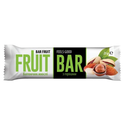 Батончик-Мюсли Fruit Bar (Фрут Бар) в глазури с орехами 25 г купить - фото №1 Батончик-Мюсли Fruit Bar (Фрут Бар) в глазури с орехами 25 г купить