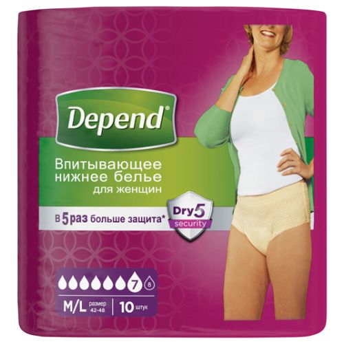 Трусы урологические Depend женские M/L 10x6 заказать - фото №1 Трусы урологические Depend женские M/L 10x6 заказать