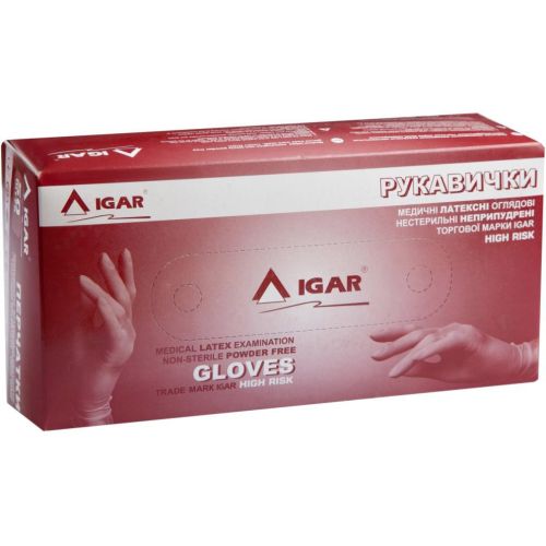 Рукавички Igar High Risk медичні латексні оглядові неприпудрені нестерильні, нар. S в місті Канів : ціни, характеристика.  - фото №1 Рукавички Igar High Risk медичні латексні оглядові неприпудрені нестерильні, нар. S в місті Канів : ціни, характеристика.