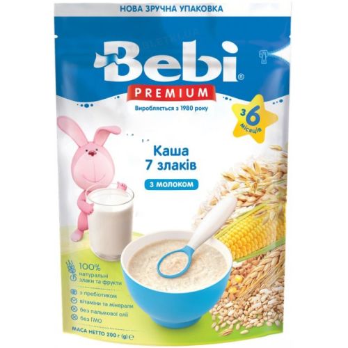 Каша молочная Bebi Premium 7 злаков 200 г в аптеке - фото №1 Каша молочная Bebi Premium 7 злаков 200 г в аптеке