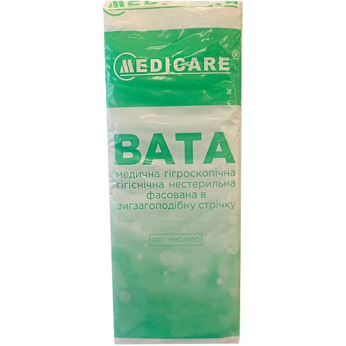 Вата Medicare гігроскопічна гігієнічна нестерильна, зіг-заг, 100 г в місті Софіївка : ціни, характеристика.  - фото №1 Вата Medicare гігроскопічна гігієнічна нестерильна, зіг-заг, 100 г в місті Софіївка : ціни, характеристика.