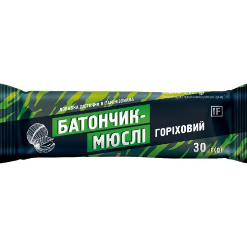 Батончик-мюслі горіховий, 30 г в Україні - фото №1 Батончик-мюслі горіховий, 30 г в Україні