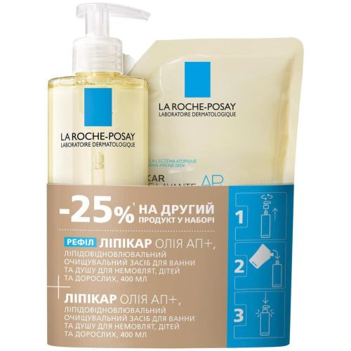Набор La Roche-Posay (Ля Рош-Позе) Lipikar AP+ (Масло липидовосстановительное для ванны и душа для младенцев, детей и взрослых 400 мл + рефил 400 мл) заказать - фото №1 Набор La Roche-Posay (Ля Рош-Позе) Lipikar AP+ (Масло липидовосстановительное для ванны и душа для младенцев, детей и взрослых 400 мл + рефил 400 мл) заказать