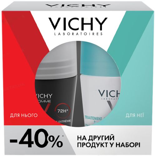 Набор антиперспирантов шариковых Vichy (Виши) 2025 (мужской 72 часа защиты 50 мл + женский 48 часов защиты 50 мл) в городе Богородчаны : цены, характеристики.  - фото №1 Набор антиперспирантов шариковых Vichy (Виши) 2025 (мужской 72 часа защиты 50 мл + женский 48 часов защиты 50 мл) в городе Богородчаны : цены, характеристики.
