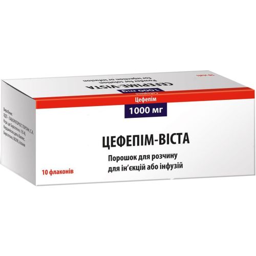 Цефепім-Віста порошок для розчину для ін'єкцій та інфузій по 1000 мг флакони №10 в місті Первомайськ : ціни, характеристика.  - фото №1 Цефепім-Віста порошок для розчину для ін'єкцій та інфузій по 1000 мг флакони №10 в місті Первомайськ : ціни, характеристика.