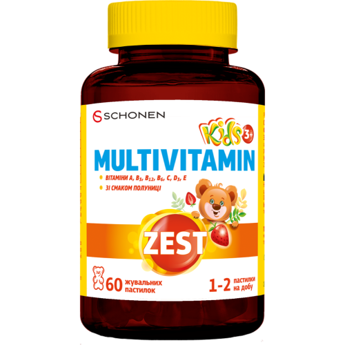 Zest (Зест) Kids Multivitamin (Кідс Мультівітамін) жувальні пастилки №60 в місті Львів : ціни, характеристика.  - фото №1 Zest (Зест) Kids Multivitamin (Кідс Мультівітамін) жувальні пастилки №60 в місті Львів : ціни, характеристика.