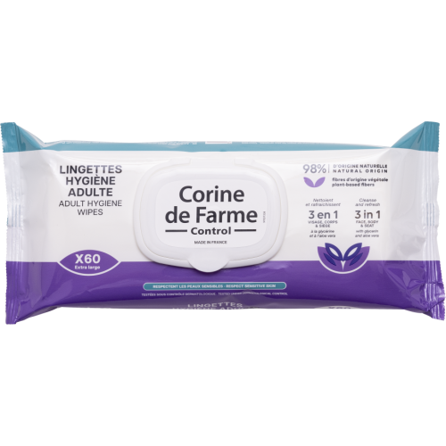 Серветки Corine de Farme (Корін де Фарм) гігієнічні для обличчя та тіла для дорослих №60 в місті Софіївка : ціни, характеристика.  - фото №1 Серветки Corine de Farme (Корін де Фарм) гігієнічні для обличчя та тіла для дорослих №60 в місті Софіївка : ціни, характеристика.