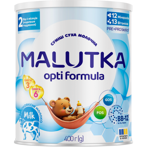 Суміш суха молочна Малютка Опти формула 2, 6-12 місяців, 400 г в місті Харків : ціни, характеристика.  - фото №1 Суміш суха молочна Малютка Опти формула 2, 6-12 місяців, 400 г в місті Харків : ціни, характеристика.