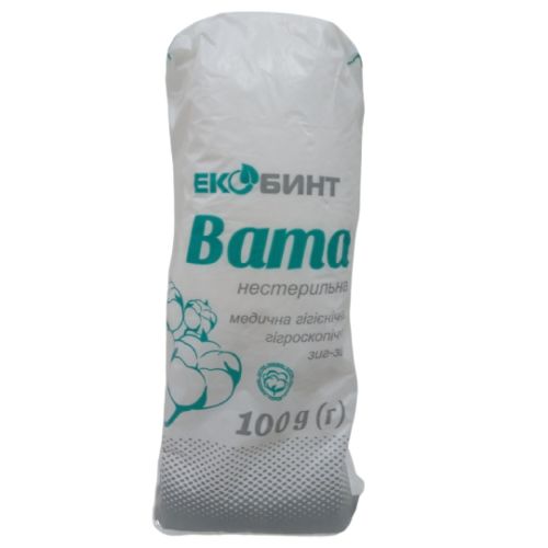 Вата Екобинт медична нестерильна зигзаг 100 г замовити - фото №1 Вата Екобинт медична нестерильна зигзаг 100 г замовити