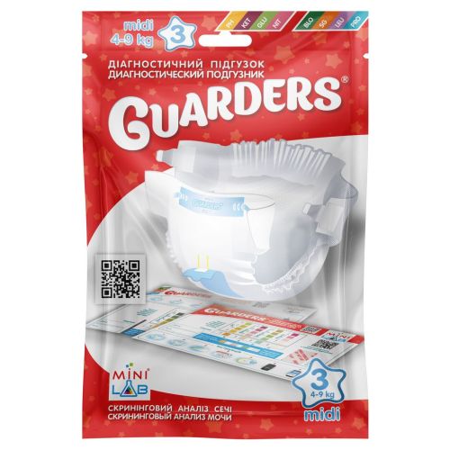 Диагностический подгузник Guarders (Гардерс) для быстрого анализа мочи у детей р. Midi 4-9 кг (BLO/SG/LEU/PRO);(PH/KET/GLU/NIT) в городе Вышгород : цены, характеристики.  - фото №1 Диагностический подгузник Guarders (Гардерс) для быстрого анализа мочи у детей р. Midi 4-9 кг (BLO/SG/LEU/PRO);(PH/KET/GLU/NIT) в городе Вышгород : цены, характеристики.
