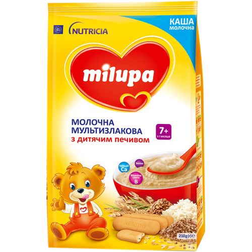 Каша Milupa молочная мультизлакова з дитячим печівом, з 7 місяців, 210 г в Дніпрі : ціни, характеристика.  - фото №1 Каша Milupa молочная мультизлакова з дитячим печівом, з 7 місяців, 210 г в Дніпрі : ціни, характеристика.