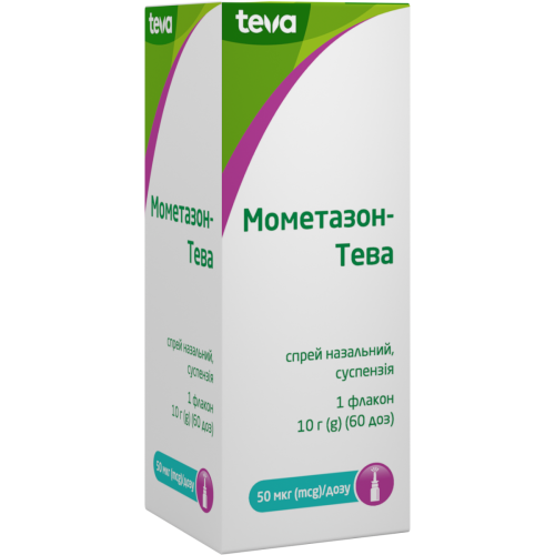 Мометазон-Тева спрей назальний 50 мкг/60 доз флакон №1 в місті Вишгород : ціни, характеристика.  - фото №1 Мометазон-Тева спрей назальний 50 мкг/60 доз флакон №1 в місті Вишгород : ціни, характеристика.