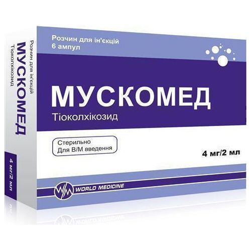 Мускомед 4 мг/2 мл розчин для ін'єкцій ампули 2 мл №6 в місті Харків : ціни, характеристика.  - фото №1 Мускомед 4 мг/2 мл розчин для ін'єкцій ампули 2 мл №6 в місті Харків : ціни, характеристика.