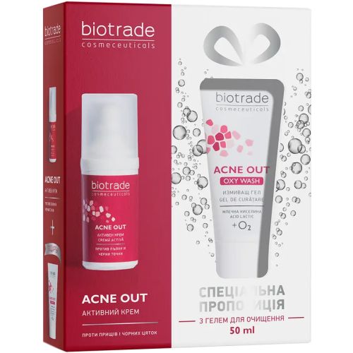 Набор Biotrade (Биотрейд) Acne Out для жирной и проблемной кожи: Активный крем 30 мл + Нежный кислородный гель 50 мл в городе Винница : цены, характеристики.  - фото №1 Набор Biotrade (Биотрейд) Acne Out для жирной и проблемной кожи: Активный крем 30 мл + Нежный кислородный гель 50 мл в городе Винница : цены, характеристики.