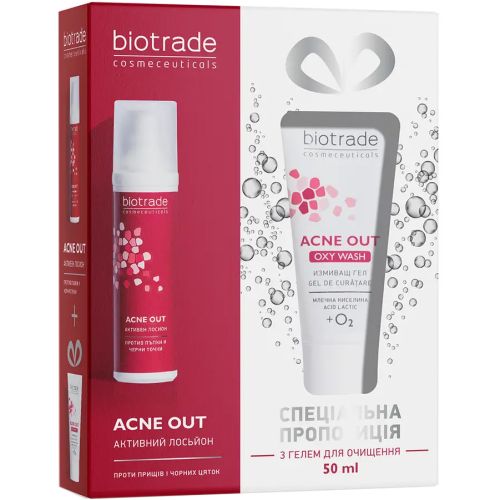 Набор Biotrade (Биотрейд) Acne Out для жирной и проблемной кожи: Активный антибактериальный лосьон 60 мл + Нежный кислородный гель 50 мл в городе Винница : цены, характеристики.  - фото №1 Набор Biotrade (Биотрейд) Acne Out для жирной и проблемной кожи: Активный антибактериальный лосьон 60 мл + Нежный кислородный гель 50 мл в городе Винница : цены, характеристики.