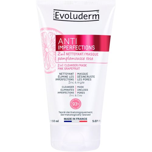 Маска Evoluderm (Еволюдерм) для обличчя 2 в 1 очищуюча з екстрактом рожевого грейпфруту проти недосконалостей шкіри 150 мл  в місті Чернігів : ціни, характеристика.  - фото №1 Маска Evoluderm (Еволюдерм) для обличчя 2 в 1 очищуюча з екстрактом рожевого грейпфруту проти недосконалостей шкіри 150 мл  в місті Чернігів : ціни, характеристика.