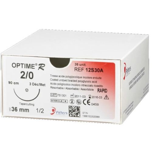 Шовный материал Optime (Оптайм) Рапид 2-0 (1/2 круга) колюще-режущая игла 36 мм 90 см в городе Канев : цены, характеристики.  - фото №1 Шовный материал Optime (Оптайм) Рапид 2-0 (1/2 круга) колюще-режущая игла 36 мм 90 см в городе Канев : цены, характеристики.