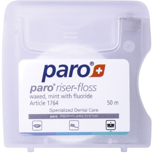 Зубна нитка Paro Swiss riser-floss вощена, з м'ятою та фторидом, 50 м в місті Глобине : ціни, характеристика.  - фото №1 Зубна нитка Paro Swiss riser-floss вощена, з м'ятою та фторидом, 50 м в місті Глобине : ціни, характеристика.