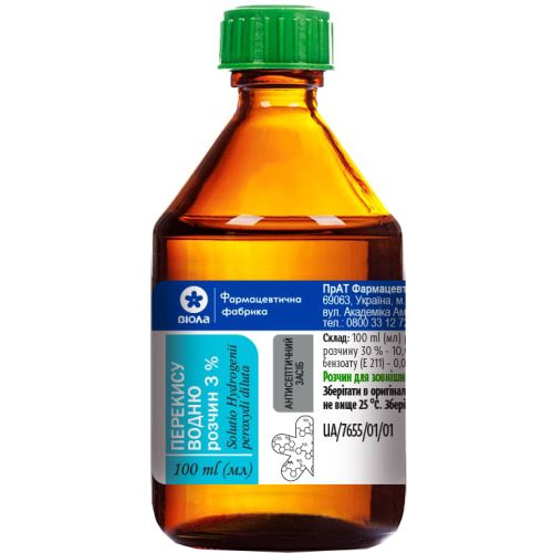 Перекис водню 3% розчин 100 мл в Дніпрі : ціни, характеристика.  - фото №1 Перекис водню 3% розчин 100 мл в Дніпрі : ціни, характеристика.