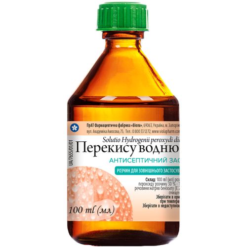 Перекису водню 3% розчин 100 мл в Дніпрі : ціни, характеристика.  - фото №1 Перекису водню 3% розчин 100 мл в Дніпрі : ціни, характеристика.