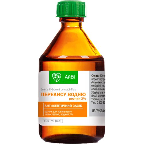 Перекису водню 3% розчин Айві флакон 100 мл в Дніпрі : ціни, характеристика.  - фото №1 Перекису водню 3% розчин Айві флакон 100 мл в Дніпрі : ціни, характеристика.