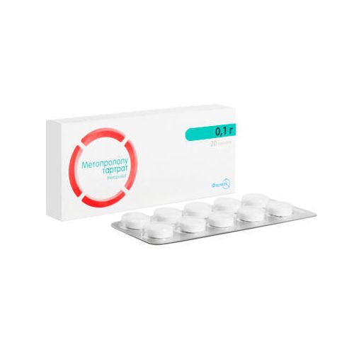 Метопрололу тартрат 0,1 г таблетки №20 в місті Перещепине : ціни, характеристика.  - фото №1 Метопрололу тартрат 0,1 г таблетки №20 в місті Перещепине : ціни, характеристика.