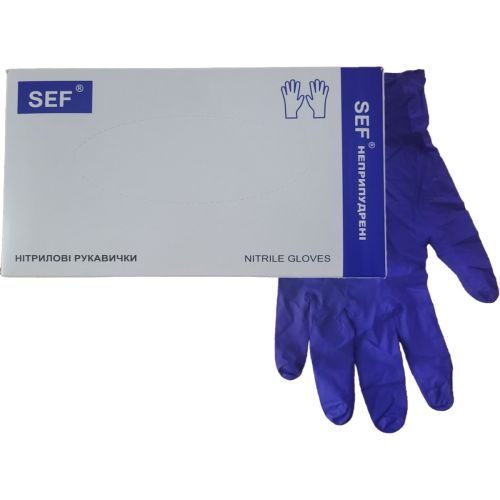 Рукавички SEF нітрилові нестерильні неопудрені р.L 8-9 №1 в місті Канів : ціни, характеристика.  - фото №1 Рукавички SEF нітрилові нестерильні неопудрені р.L 8-9 №1 в місті Канів : ціни, характеристика.