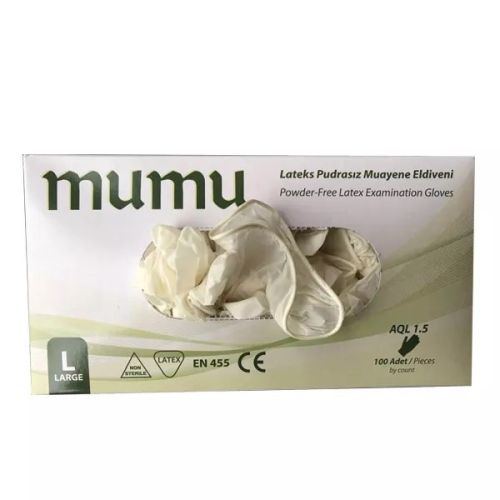 Рукавички оглядові Mumu латексні без пудри розмір L в місті Канів : ціни, характеристика.  - фото №1 Рукавички оглядові Mumu латексні без пудри розмір L в місті Канів : ціни, характеристика.