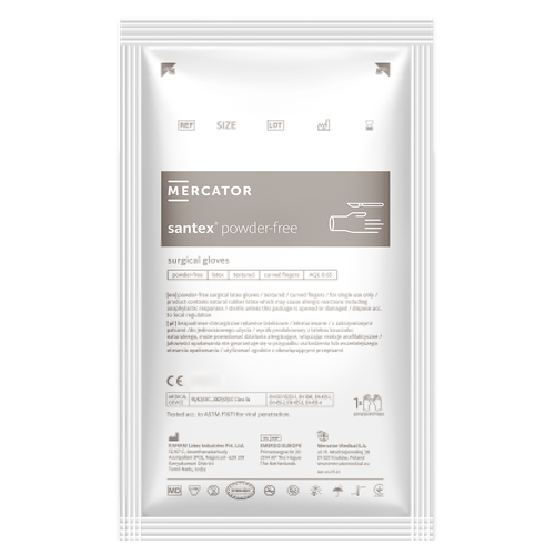 Рукавички хірургічні латексні Mercator Medical Santex неприпудрені р.7.5 №1 в місті Канів : ціни, характеристика.  - фото №1 Рукавички хірургічні латексні Mercator Medical Santex неприпудрені р.7.5 №1 в місті Канів : ціни, характеристика.