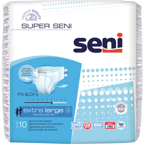 Підгузки для дорослих Super Seni Extra large air 10 шт в аптеці - фото №1 Підгузки для дорослих Super Seni Extra large air 10 шт в аптеці