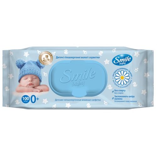 Серветки вологі Smile Baby "Екстракт ромашки і алое з вітамінним комплексом" №100 з клапаном в місті Глобине : ціни, характеристика.  - фото №1 Серветки вологі Smile Baby "Екстракт ромашки і алое з вітамінним комплексом" №100 з клапаном в місті Глобине : ціни, характеристика.